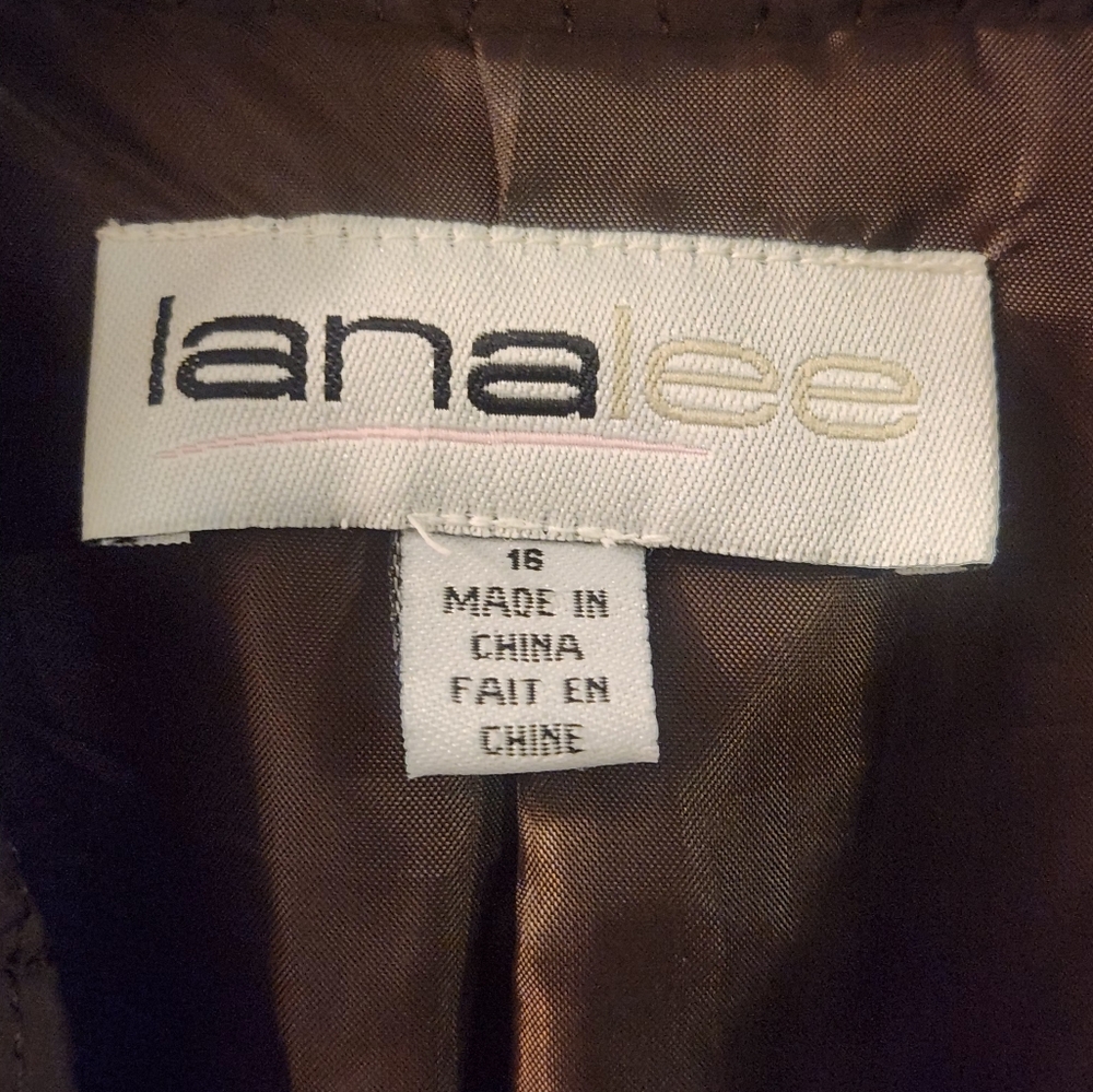 Lanalee Brown Vintage Quilted Full Zip Jacket Size 16 EUC - Picture 2 of 6